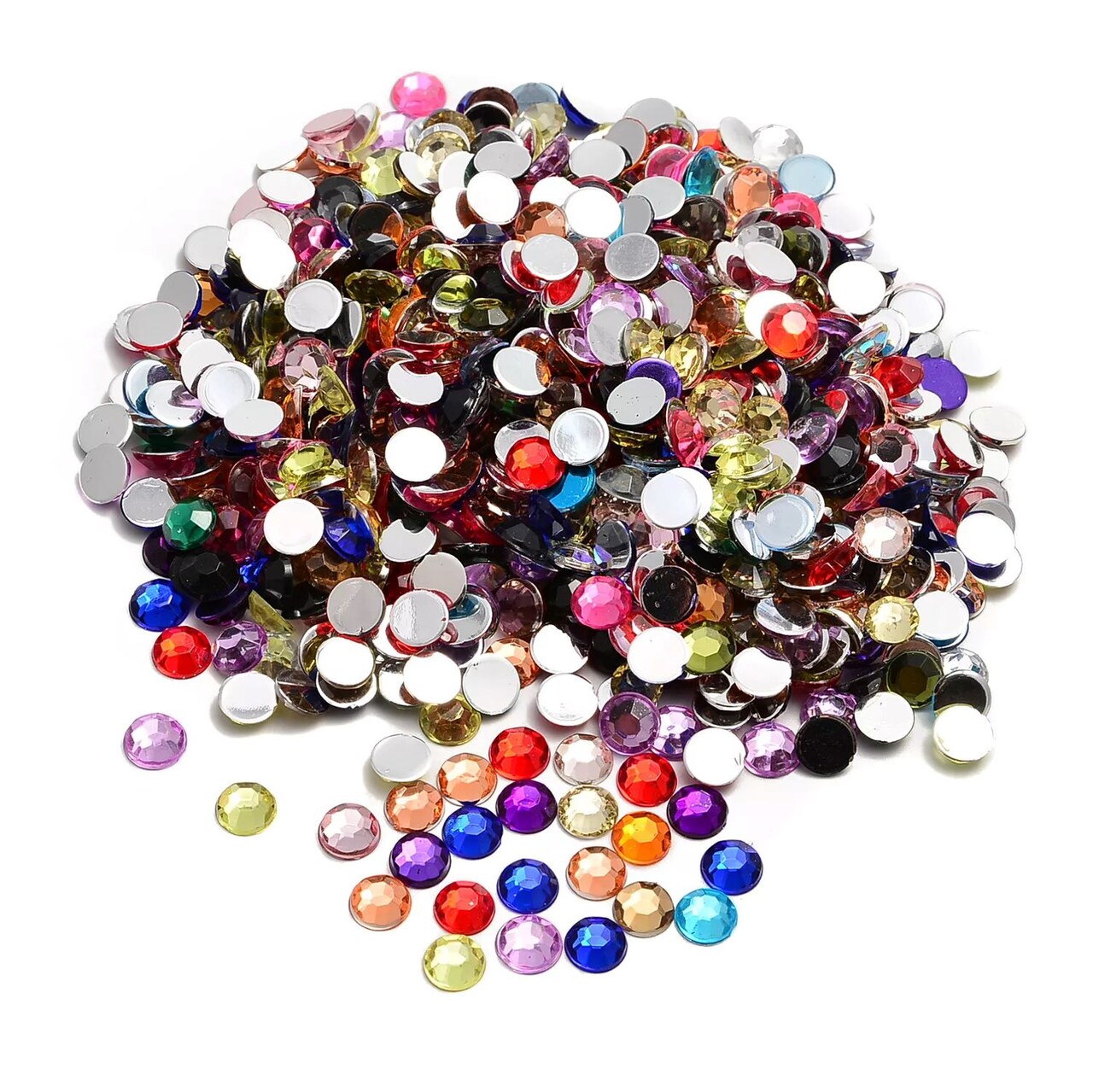 Kitcheniva Flat Back Acrylic Rhinestones Round Loose Beads Mix Color